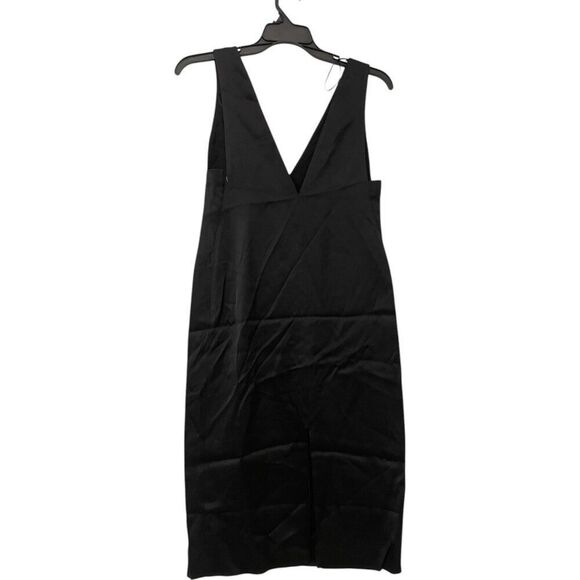 Massimo Dutti Women Midi Dress EU 36 US 4 Black Sleeveless Deep V Neck NWOT - Picture 4 of 11